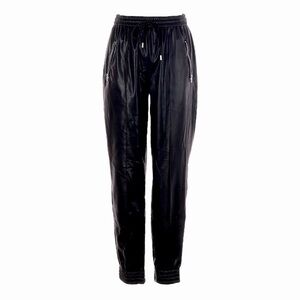 Blank NYC Running Wild Vegan Faux Leather Jogger Pants Black 25 High Rise Zip